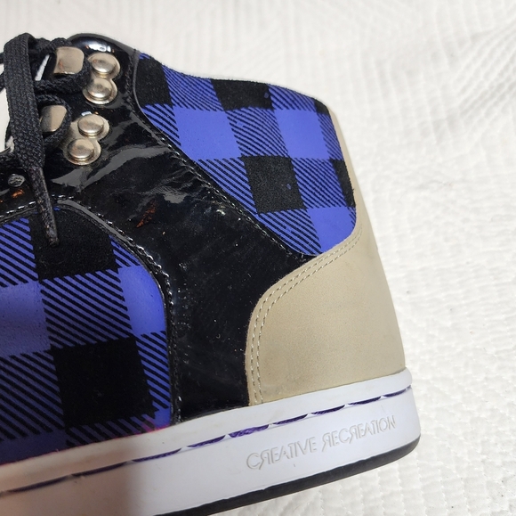 Creative Recreation Cesario Sneaker Tan Purple Black Plaid Size 8 EU 39 - Picture 12 of 16
